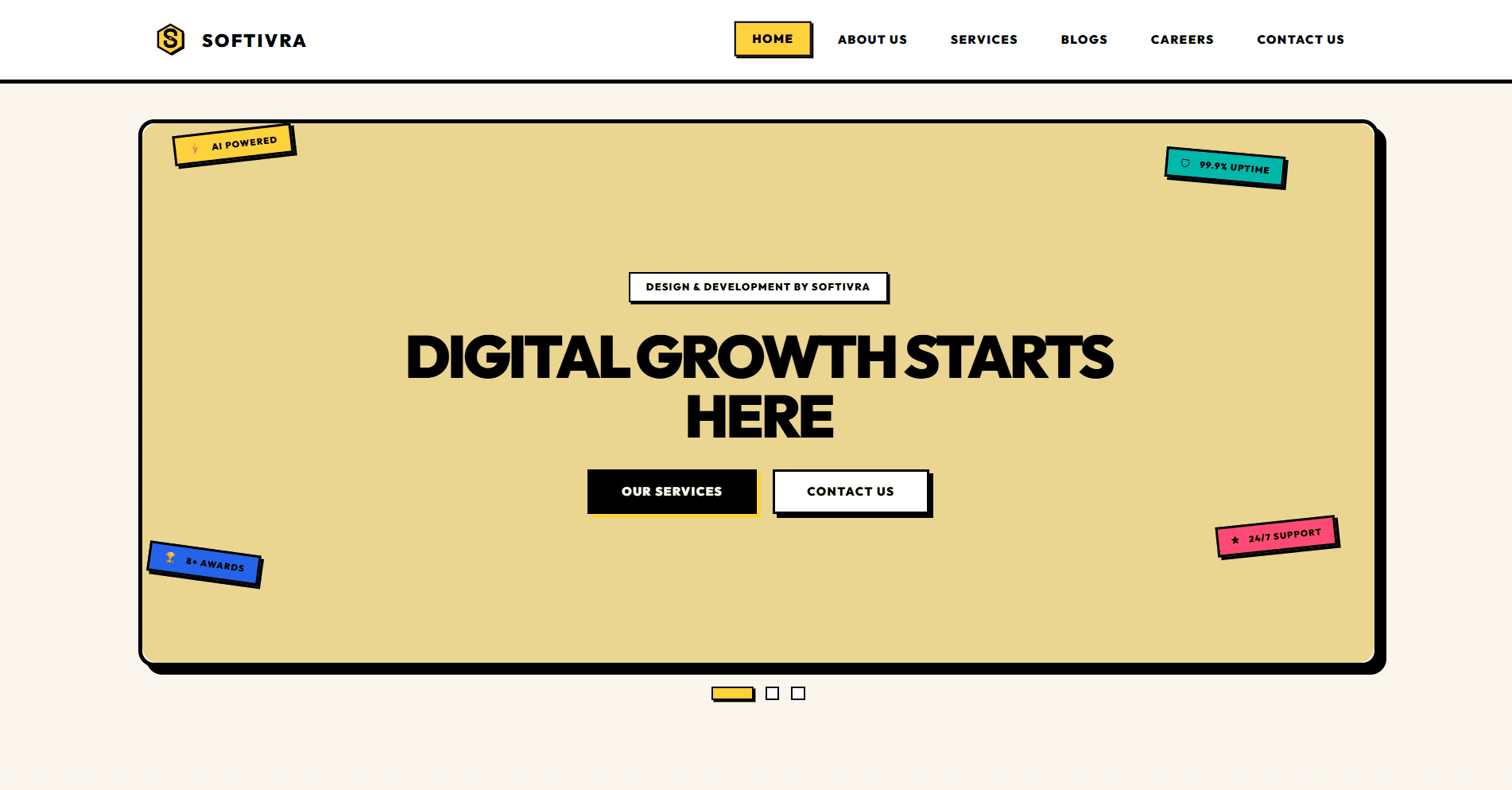 Softivra - Brutalist Website Desgin